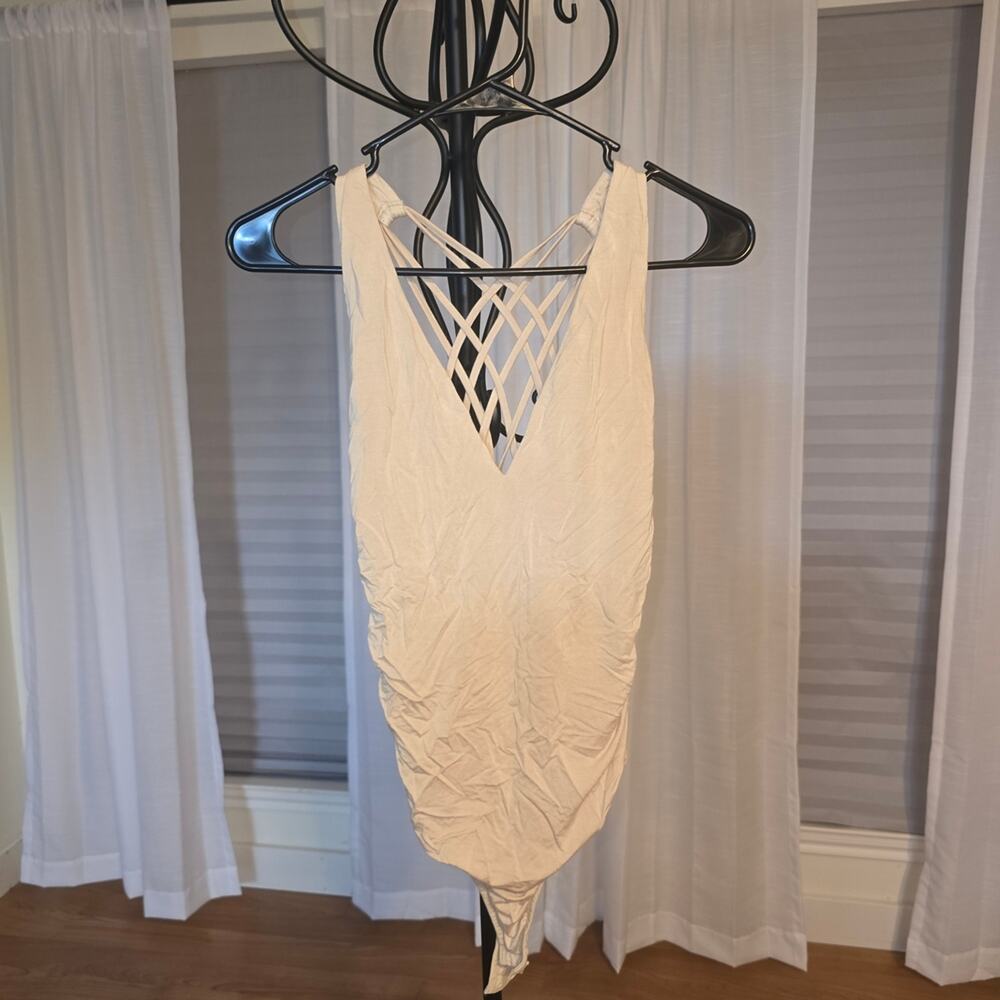 Marciano Cream Crisscross Back Bodysuit